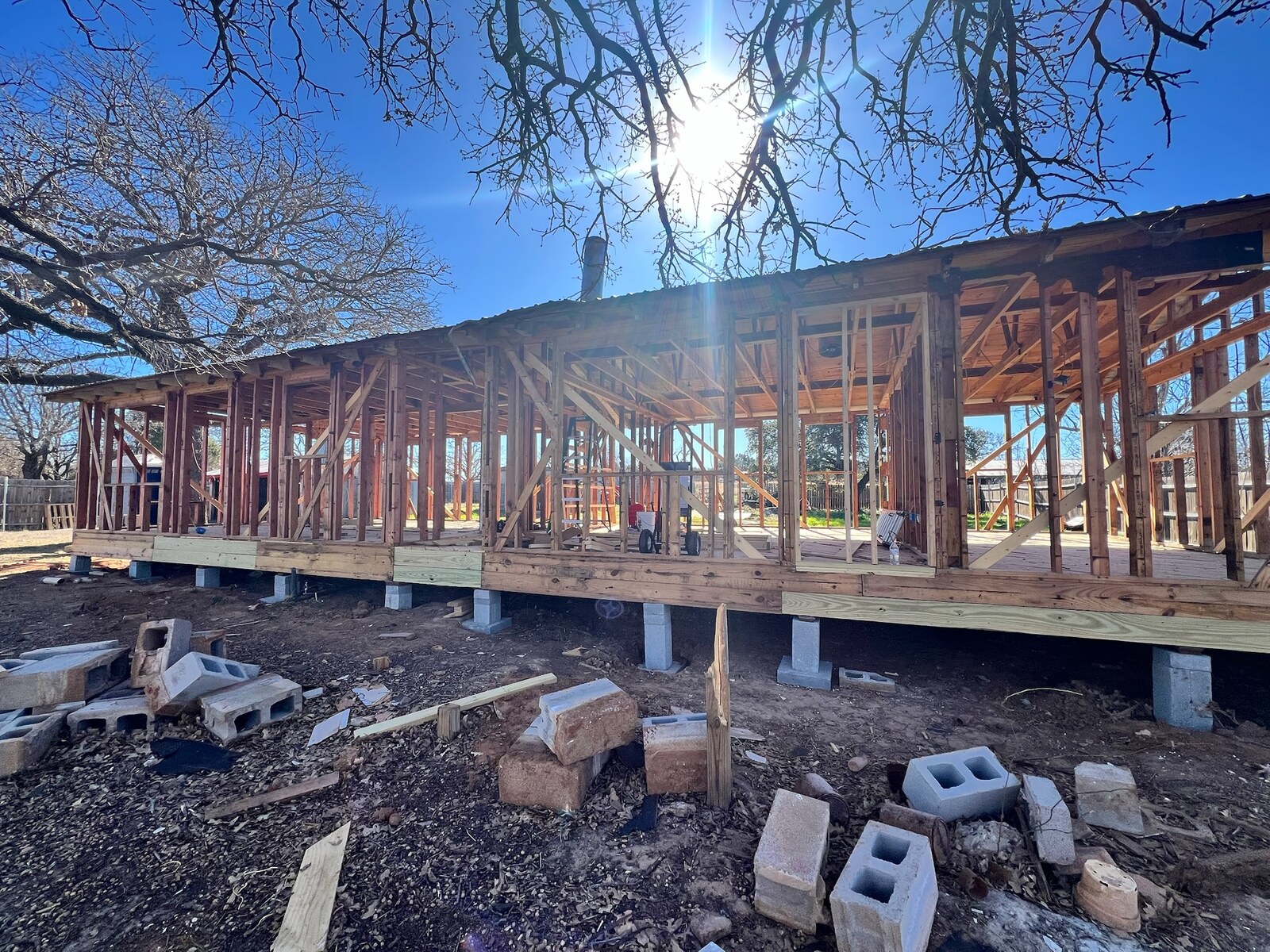 Exterior view of the existing framed structure